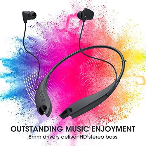 YOSDOM Neckband Bluetooth Headphones, Around The Neck Headphones 24H+ Playtime, Bluetooth Headsets with Call Vibration, Shark Jaw Design Wireless Earbuds+Noise Isolation/Built-in Mic/IPX7 Waterproof - YOSDOM (1)