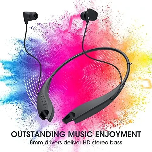 YOSDOM Neckband Bluetooth Headphones, Around The Neck Headphones 24H+ Playtime, Bluetooth Headsets with Call Vibration, Shark Jaw Design Wireless Earbuds+Noise Isolation/Built-in Mic/IPX7 Waterproof - YOSDOM (1)