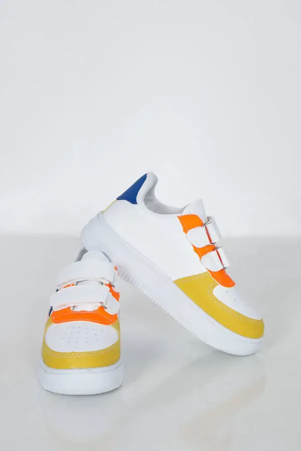 Yosh bolalar uchun rangli chiziqli oq sport poyabzallari - 4