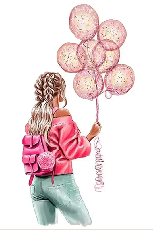 Yosh qiz balon naqshli gulli gilam raqamli bosma yuviladigan sirpanmaydigan taglik qizlar xonasi gilami - Rangli - 2