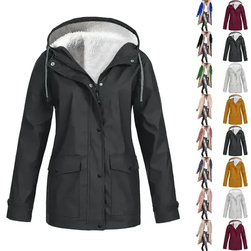 Yotami Winter Coats for Women Plus Size Fleece Lined Hooded Coat for Cold Weather Lightweight Outerwear Coats Dark Gray- - YOTAMI (1)