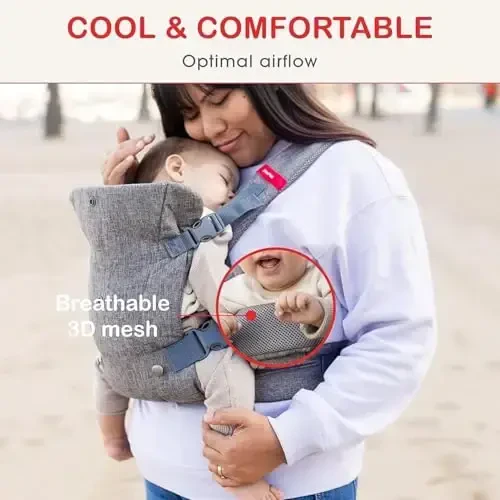 YOU+ME 4-in-1 Baby Carrier Yangi tug'ilgan chaqaloqdan Toddler 8-32 funt - Barcha pozitsiyalar, Chanoq uchun foydali yangi tug'ilgan chaqaloq tashuvchisi, Nafas oladigan 3D to'rli panellar va 2-in-1 qisqichli bib bilan sozlanishi chaqaloq tashuvchilari (qora) - 6