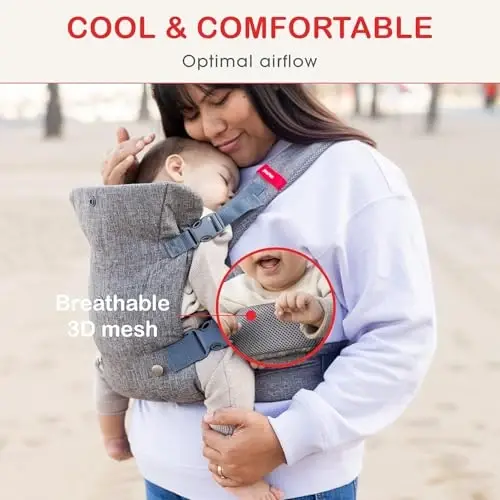 You+Me 4-in-1 Ergonomic Baby Carrier, 8 - 32 lbs (Grey Mesh) - 4