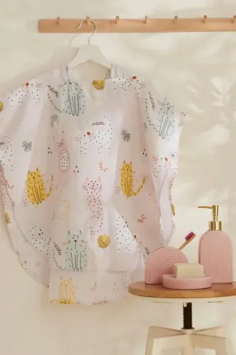 Young Crazy Cats Muslin Poncho 2/4 Years - 1