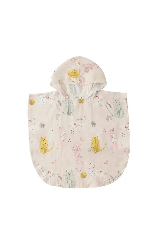 Young Crazy Cats Muslin Poncho 2/4 Years - 2
