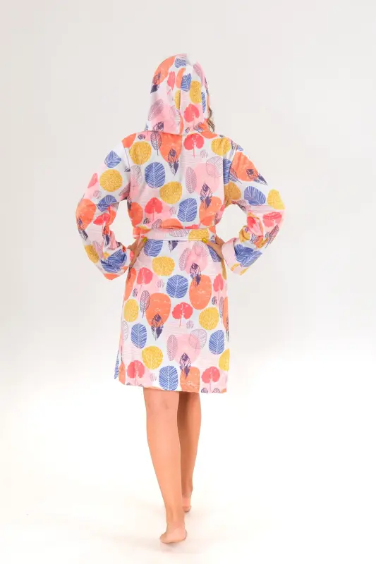 Young Girl Hooded Printed Bathrobe - 4
