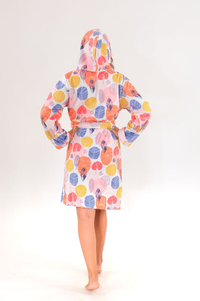 Young Girl Hooded Printed Bathrobe - 3