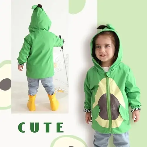 YOUNGER TREE Toddler Baby Boy Girl Duck Raincoat Cute Cartoon Hoodie Zipper Coat Outfit - 3