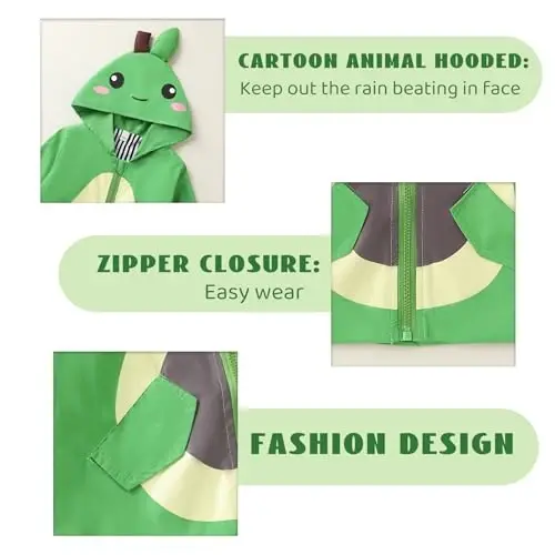 YOUNGER TREE Toddler Baby Boy Girl Duck Raincoat Cute Cartoon Hoodie Zipper Coat Outfit - 4