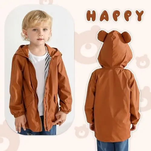 YOUNGER TREE Toddler Baby Boy Girl Duck Raincoat Cute Cartoon Hoodie Zipper Coat Outfit - 3