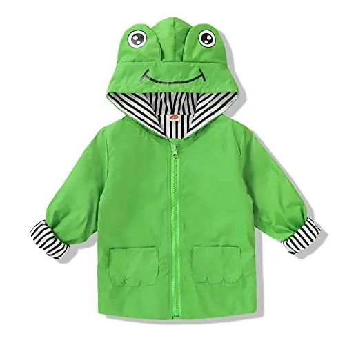 YOUNGER TREE Toddler Baby Boy Girl Duck Raincoat Cute Cartoon Hoodie Zipper Coat Outfit - 1