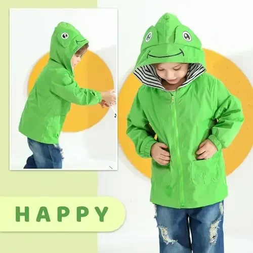 YOUNGER TREE Toddler Baby Boy Girl Duck Raincoat Cute Cartoon Hoodie Zipper Coat Outfit - YOUNGER (1)