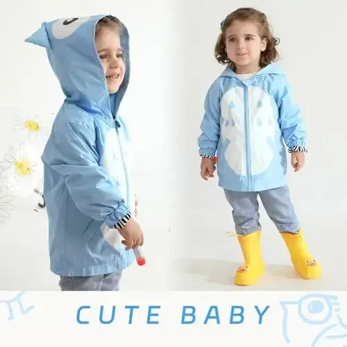 YOUNGER TREE Toddler Baby Boy Girl Duck Raincoat Cute Cartoon Hoodie Zipper Coat Outfit - 2