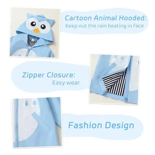 YOUNGER TREE Toddler Baby Boy Girl Duck Raincoat Cute Cartoon Hoodie Zipper Coat Outfit - 4