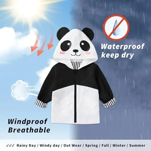 YOUNGER TREE Toddler Baby Boy Girl Duck Raincoat Cute Cartoon Hoodie Zipper Coat Outfit - 6