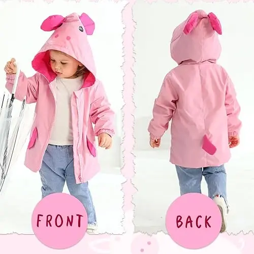 YOUNGER TREE Toddler Baby Boy Girl Duck Raincoat Cute Cartoon Hoodie Zipper Coat Outfit - 2