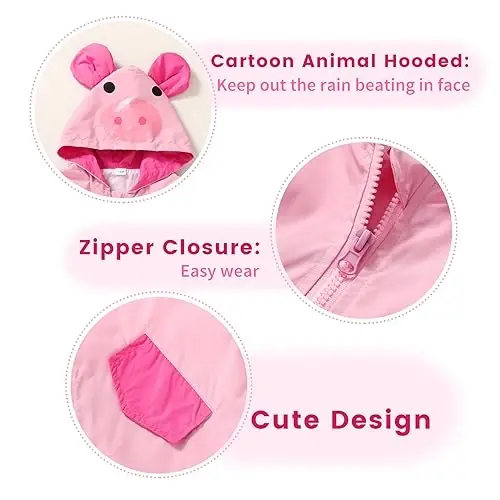 YOUNGER TREE Toddler Baby Boy Girl Duck Raincoat Cute Cartoon Hoodie Zipper Coat Outfit - 4