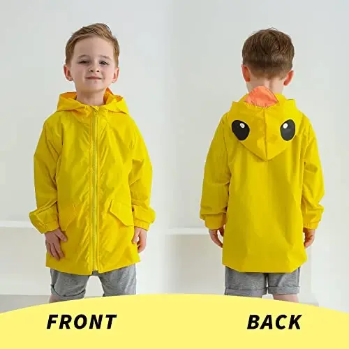 YOUNGER TREE Toddler Baby Boy Girl Duck Raincoat Cute Cartoon Hoodie Zipper Coat Outfit - 3