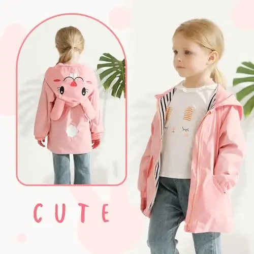 YOUNGER TREE Toddler Baby Boy Girl Duck Raincoat Cute Cartoon Hoodie Zipper Coat Outfit - 3