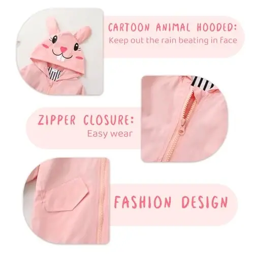 YOUNGER TREE Toddler Baby Boy Girl Duck Raincoat Cute Cartoon Hoodie Zipper Coat Outfit - 4