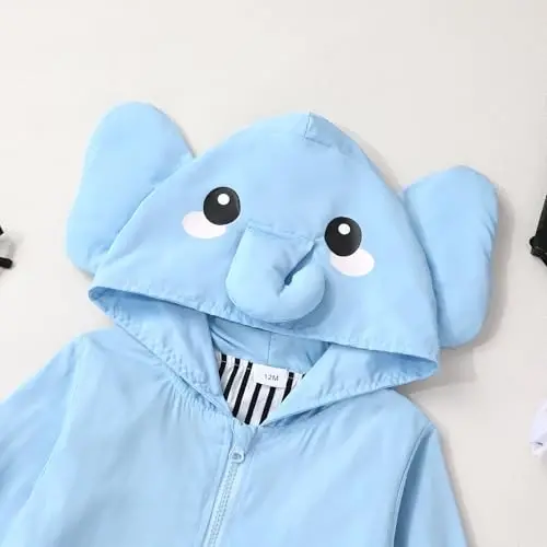 YOUNGER TREE Toddler Baby Boy Girl Duck Raincoat Cute Cartoon Hoodie Zipper Coat Outfit - 4