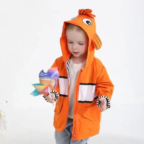 YOUNGER TREE Toddler Baby Boy Girl Duck Raincoat Hoodie Zipper Coat | Long Sleeve, Rain Wear, Cute Cartoon Jacket, Animal Outfits, 1-6T Infant Rain Coat - 3