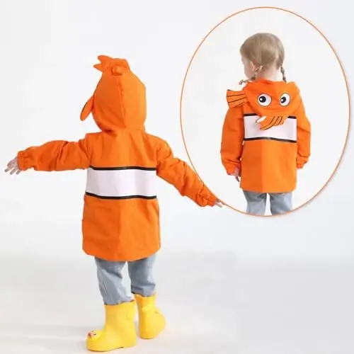 YOUNGER TREE Toddler Baby Boy Girl Duck Raincoat Hoodie Zipper Coat | Long Sleeve, Rain Wear, Cute Cartoon Jacket, Animal Outfits, 1-6T Infant Rain Coat - 4