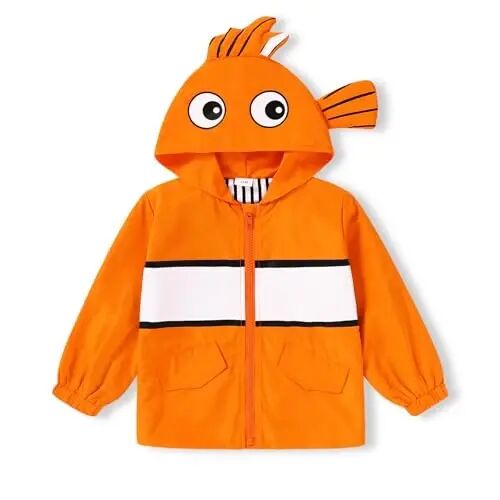 YOUNGER TREE Toddler Baby Boy Girl Duck Raincoat Hoodie Zipper Coat | Long Sleeve, Rain Wear, Cute Cartoon Jacket, Animal Outfits, 1-6T Infant Rain Coat - YOUNGER