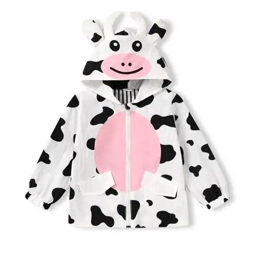 YOUNGER TREE Toddler Baby Boy Girl Duck Raincoat Hoodie Zipper Coat | Long Sleeve, Rain Wear, Cute Cartoon Jacket, Animal Outfits, 1-6T Infant Rain Coat - YOUNGER