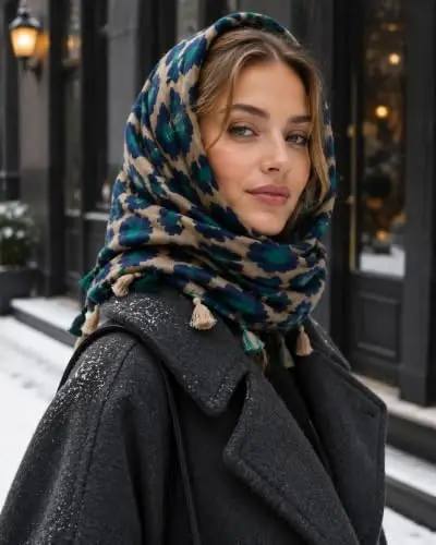 YOUR SMILE Ayollar uchun katta Boho Sharf Yengil Gul bosilgan sharflar Kuz Qish Moda Sochli ro'mol o'rash - 3