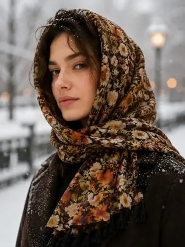 YOUR SMILE Ayollar uchun katta Boho Sharf Yengil Gul Bosma Sharflar Kuz Qishki Moda Sochli Shol ro'mollari - 3