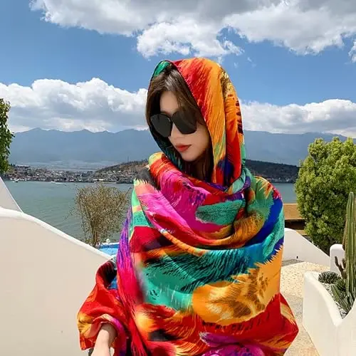 YOUR SMILE Katta tut ipakdan uzun ro'mol, ayollar uchun yengil quyoshdan himoya qiluvchi ro'mollar - 4