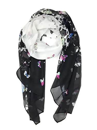 YOUR SMILE Ladies/Women's Lightweight Floral Print/Solid Color mixture Shawl Scarf For Spring Summer season - 1