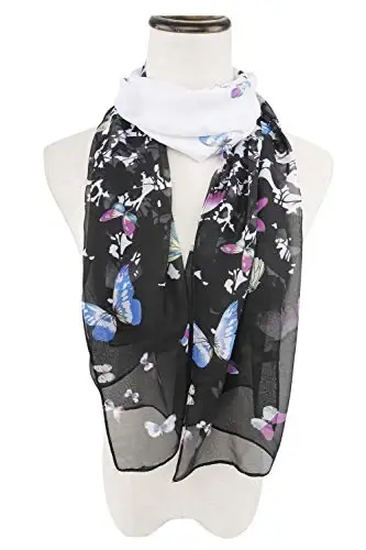 YOUR SMILE Ladies/Women's Lightweight Floral Print/Solid Color mixture Shawl Scarf For Spring Summer season - 2