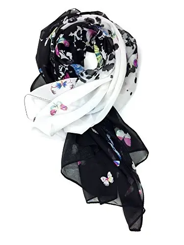 YOUR SMILE Ladies/Women's Lightweight Floral Print/Solid Color mixture Shawl Scarf For Spring Summer season - 3