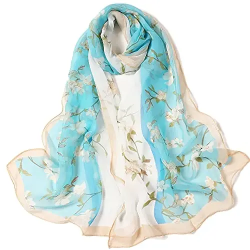 YOUR SMILE Ladies/Women's Lightweight Floral Print/Solid Color aralash sharf bahor yoz mavsumi uchun - 4