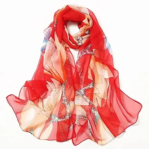 YOUR SMILE Ladies/Women's Lightweight Floral Print/Solid Color aralashmasi Ro'mol Bahor Yoz mavsumi uchun - 5