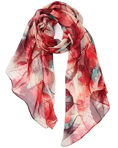 YOUR SMILE Ladies/Women's Lightweight Floral Print/Solid Color mixture Bahor-yoz fasli uchun ro'mol-sharflarning gulli/tekis rangli aralashmasi - 2