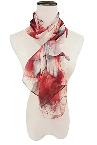 YOUR SMILE Ladies/Women's Lightweight Floral Print/Solid Color mixture Bahor-yoz fasli uchun ro'mol-sharflarning gulli/tekis rangli aralashmasi - 4