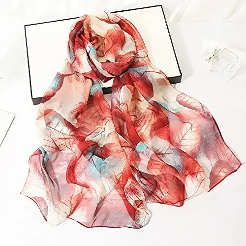 YOUR SMILE Ladies/Women's Lightweight Floral Print/Solid Color mixture Bahor-yoz fasli uchun ro'mol-sharflarning gulli/tekis rangli aralashmasi - 5