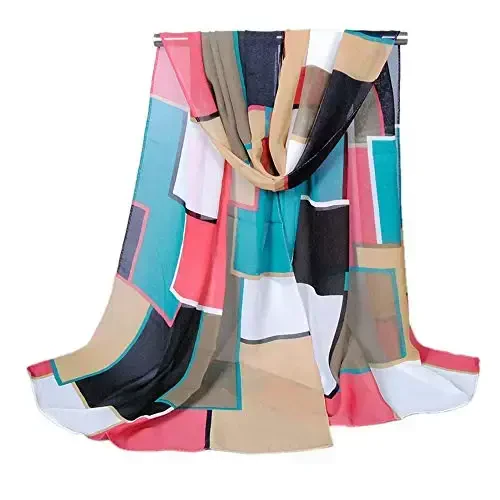 YOUR SMILE Ladies/Women's Lightweight Floral Print/Solid Color mixture Bahor-yoz mavsumi uchun ro'mol-sharflar ayollar uchun gulli/tekis rangli aralash yengil ro'mol. - 3