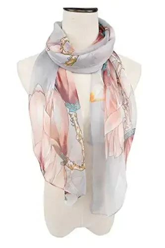 YOUR SMILE Ladies/Women's Lightweight Floral Print/Solid Color mixture Shawl Scarf For Spring Summer season - YOUR (1)