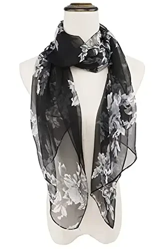 YOUR SMILE Ladies/Women's Lightweight Floral Print/Solid Color mixture Shawl Scarf For Spring Summer season - 2