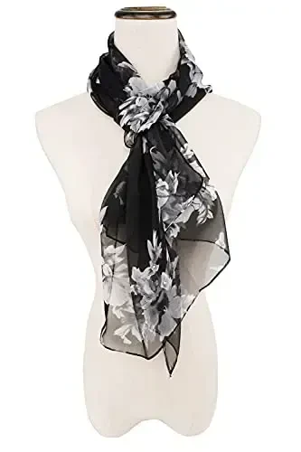 YOUR SMILE Ladies/Women's Lightweight Floral Print/Solid Color mixture Shawl Scarf For Spring Summer season - 3