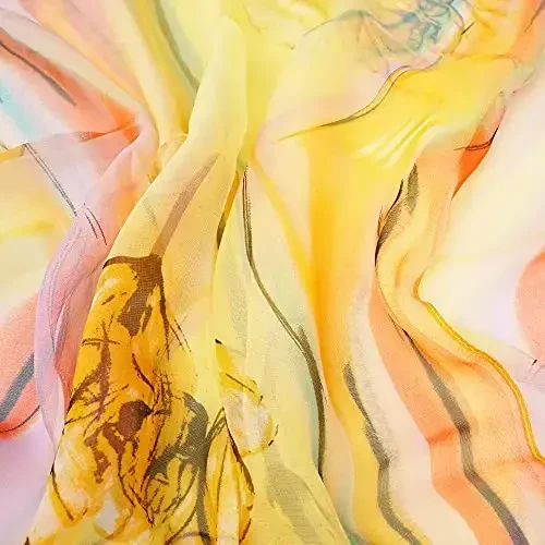 YOUR SMILE Ladies/Women's Lightweight Floral Print/Solid Color mixture Shawl Scarf For Spring Summer season - 6