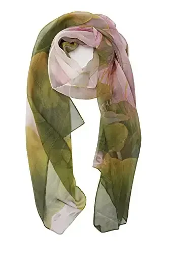 YOUR SMILE Ladies/Women's Lightweight Floral Print/Solid Color mixture Shawl Scarf For Spring Summer season - 2