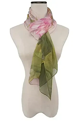 YOUR SMILE Ladies/Women's Lightweight Floral Print/Solid Color mixture Shawl Scarf For Spring Summer season - 4