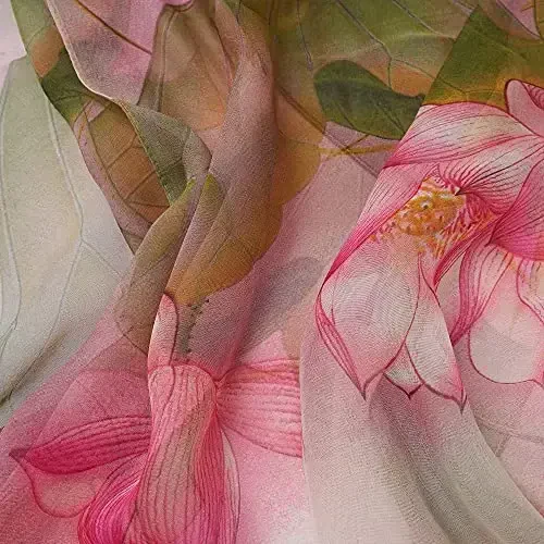 YOUR SMILE Ladies/Women's Lightweight Floral Print/Solid Color mixture Shawl Scarf For Spring Summer season - 6