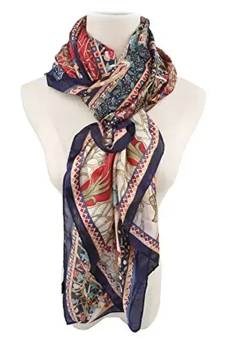YOUR SMILE Ladies/Women's Lightweight Floral Print/Solid Color mixture Shawl Scarf For Spring Summer season - MODAZONE (1)