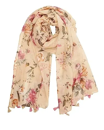 YOUR SMILE Large Boho Scarf for Women Lightweight Floral Printed Scarves Fall Winter Fashion Fringed Shawl wraps - 3